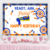 Bereit Ziel Karikatur Pistole Geburtstagshintergrund